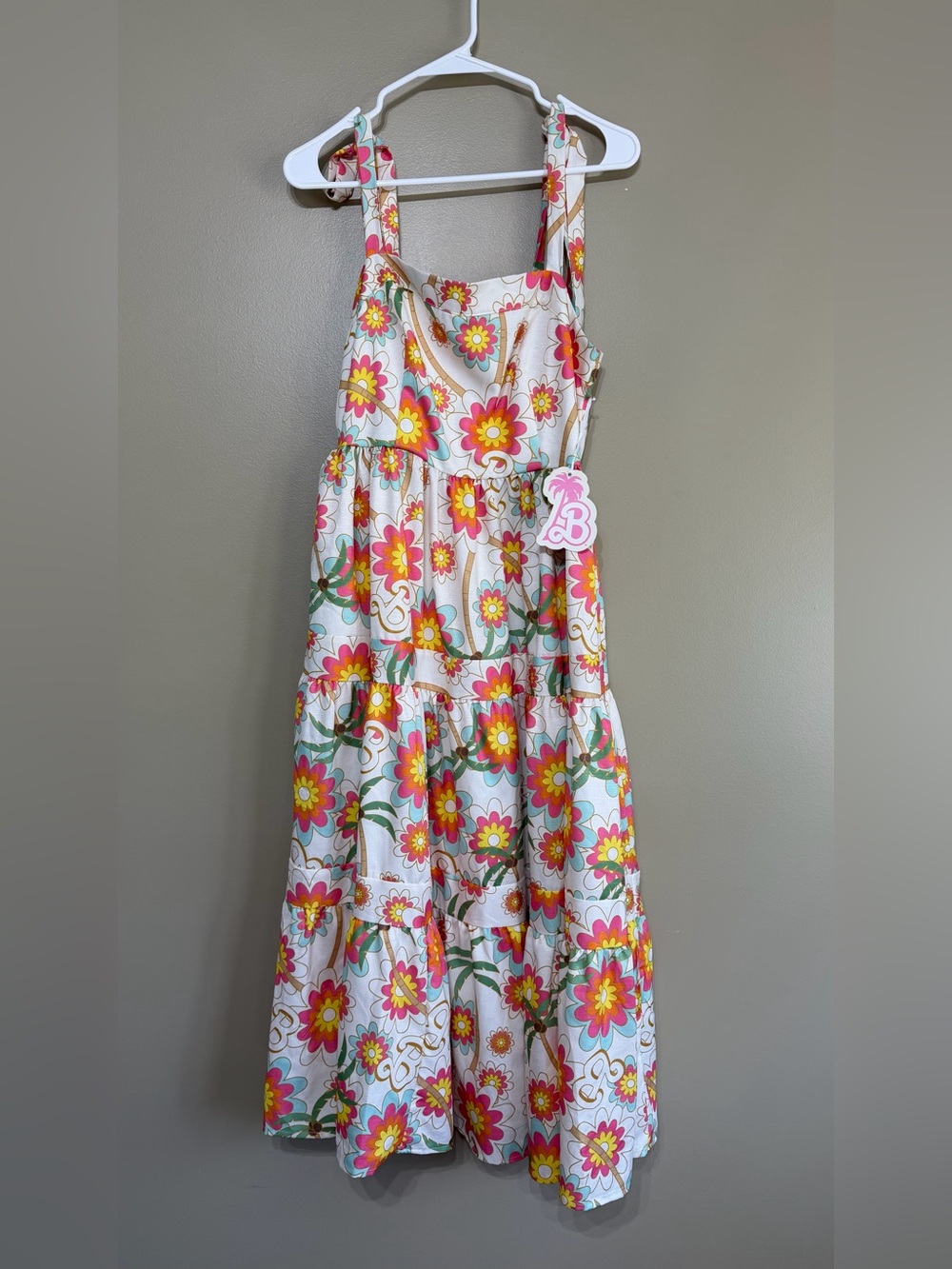 NWT Unique Vintage X Barbie Collaboration Palm Tree Floral Tiered Maxi Dress